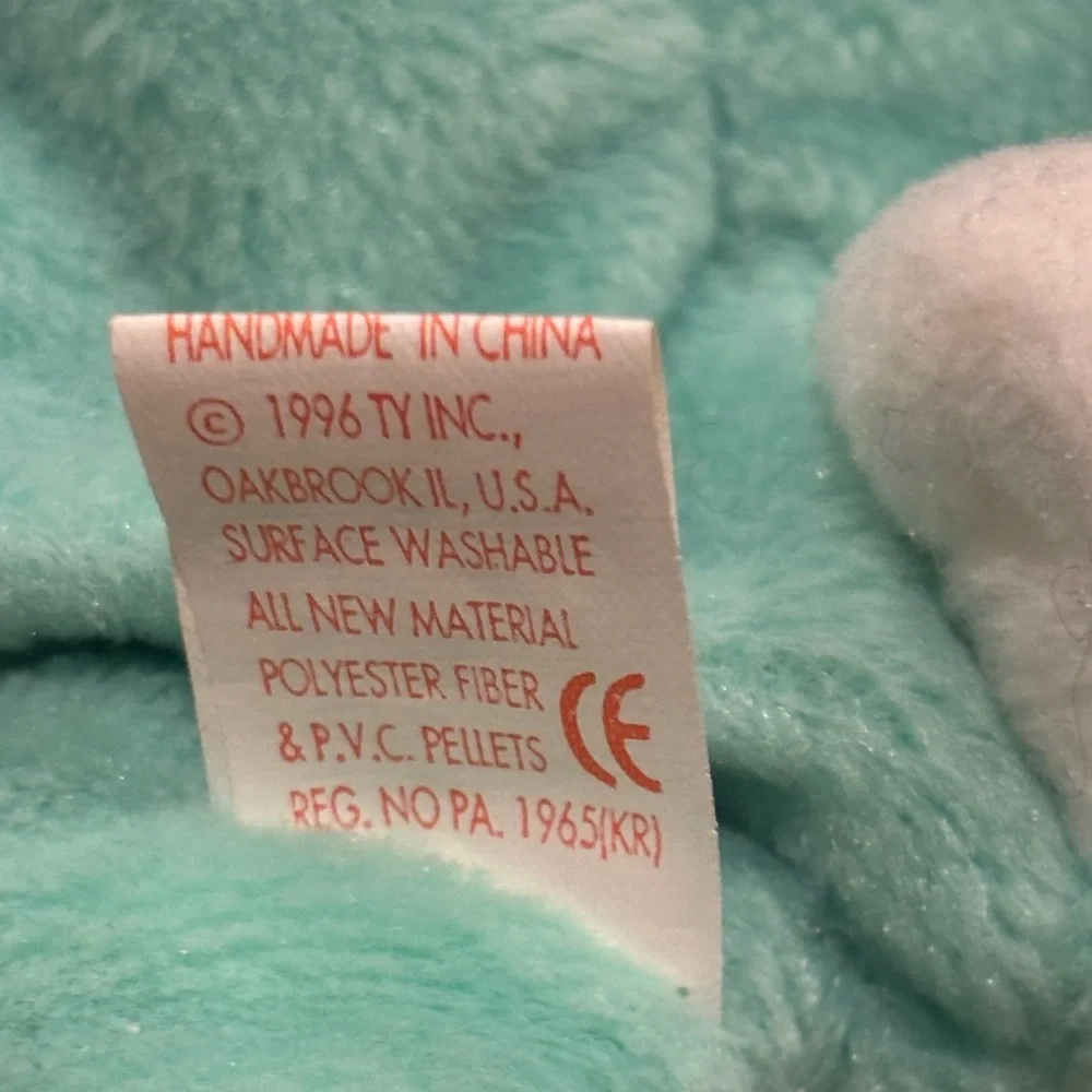 Mint Green Beanie Baby Bunny with Bow